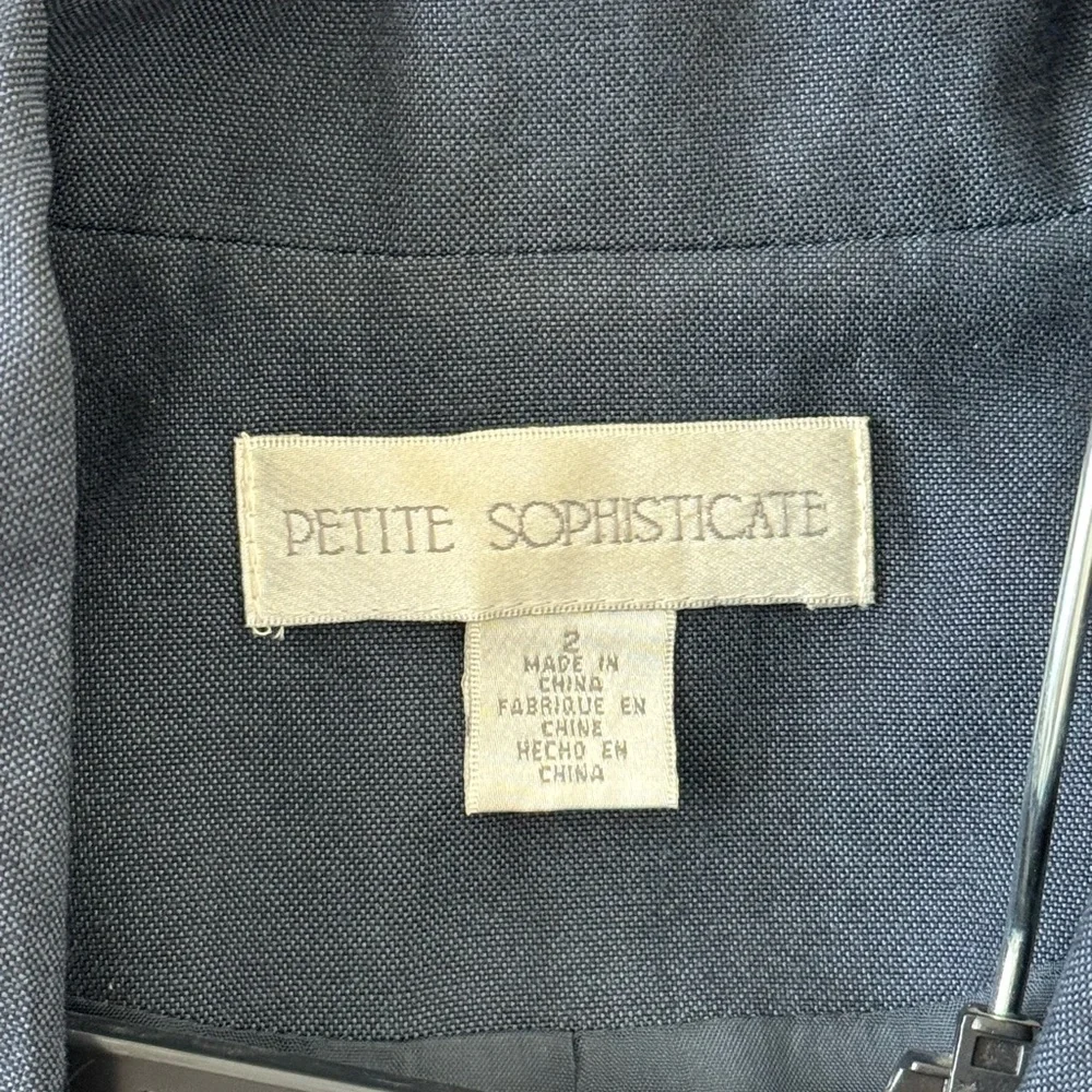 Petite Sophisticate Navy Blazer Jacket Women Petite Size 2 Rayon Career Classic